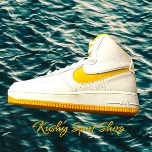 NIKE WOMENS AIR 🛩️ FORCE 1 High SCULPT ✨💛⛵️👟 PHANTOM/YELLOW OCHRE-SAIL sz 9